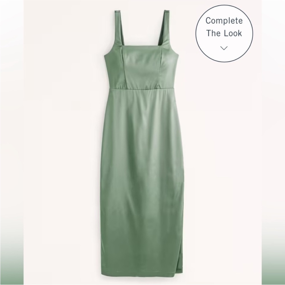 Abercrombie & Fitch Sculpting Stretch Satin Midi Dress - Picture 7 of 7